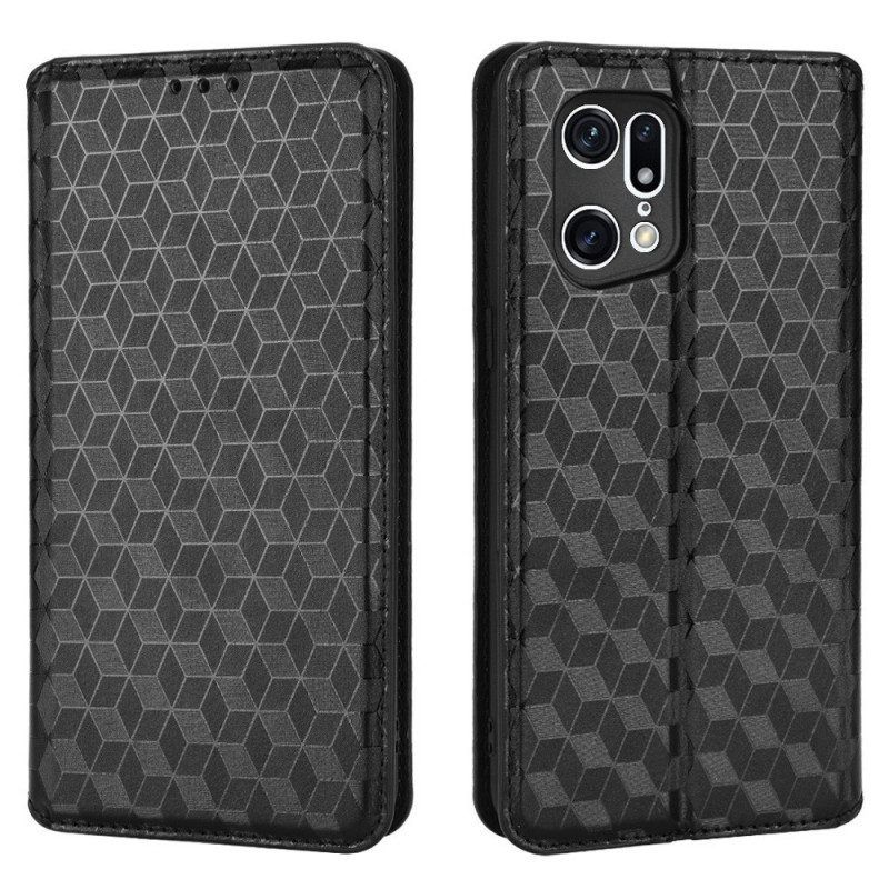 Bescherming Hoesje voor Oppo Find X5 Pro Folio-hoesje 3d Diamant Leereffect