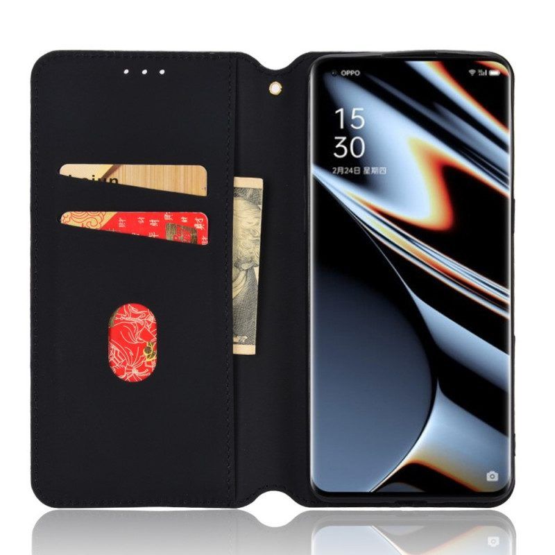 Bescherming Hoesje voor Oppo Find X5 Pro Folio-hoesje 3d Diamant Leereffect