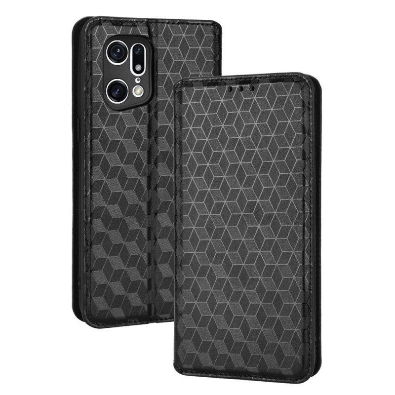 Bescherming Hoesje voor Oppo Find X5 Pro Folio-hoesje 3d Diamant Leereffect