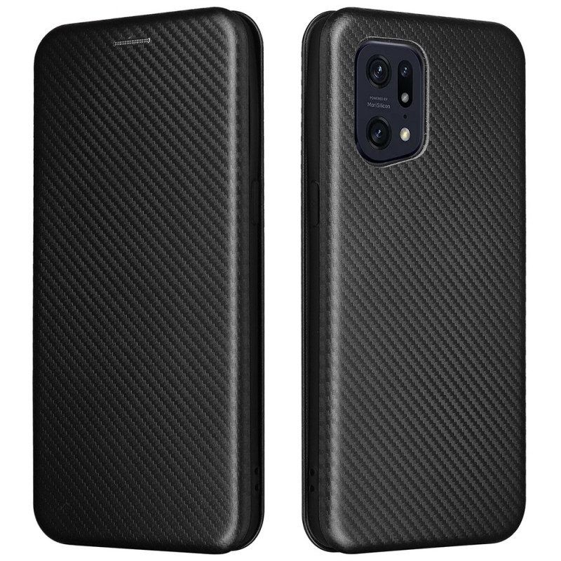 Bescherming Hoesje voor Oppo Find X5 Pro Folio-hoesje Koolstofvezel Textuur