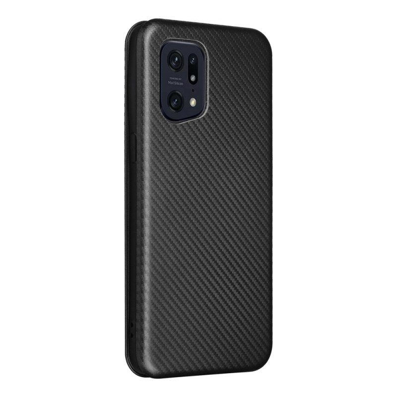 Bescherming Hoesje voor Oppo Find X5 Pro Folio-hoesje Koolstofvezel Textuur