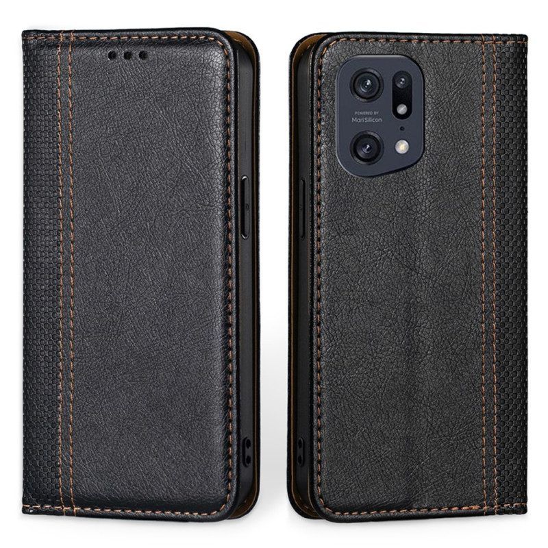 Bescherming Hoesje voor Oppo Find X5 Pro Folio-hoesje Vintage Leereffect