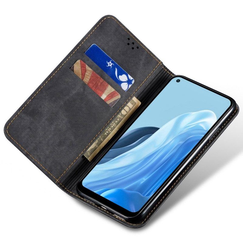 Bescherming Hoesje voor Oppo Reno 7 Folio-hoesje Spijkerstof