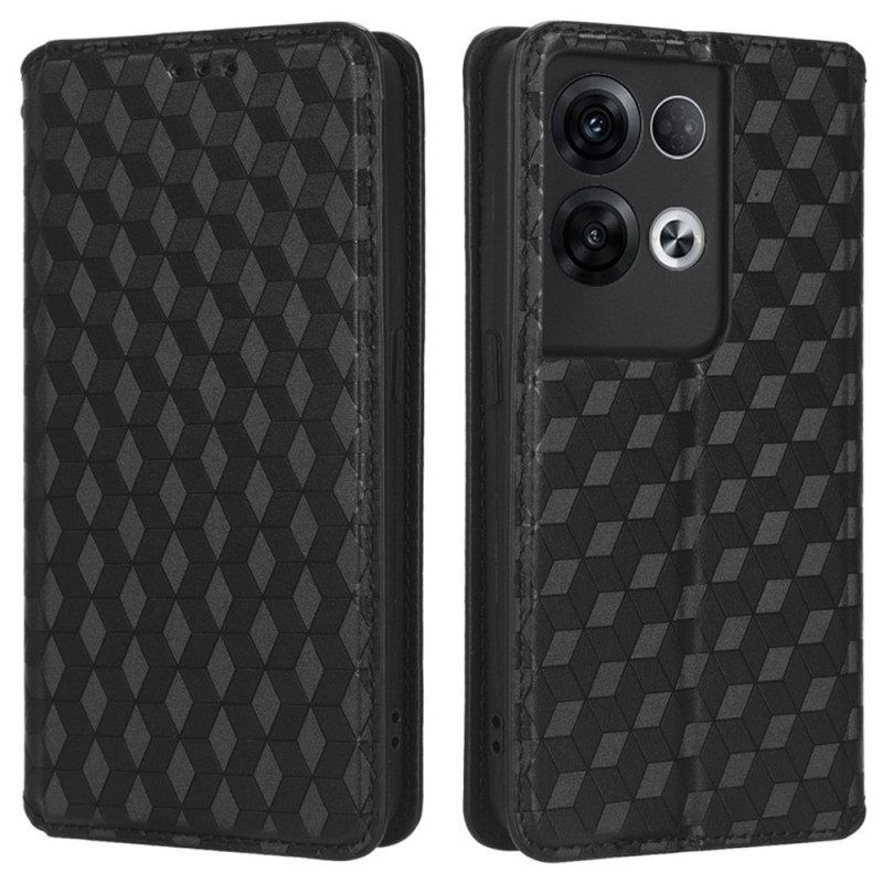 Bescherming Hoesje voor Oppo Reno 8 Pro Folio-hoesje 3d Kubus Leereffect