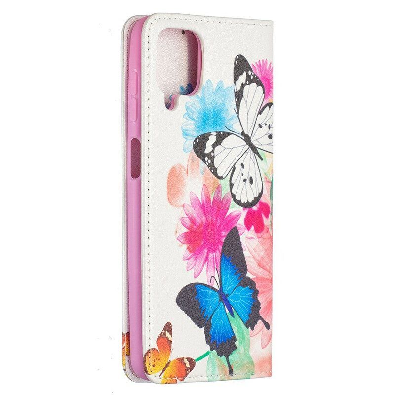 Bescherming Hoesje voor Samsung Galaxy M12 / A12 Folio-hoesje Kleurrijke Vlinders