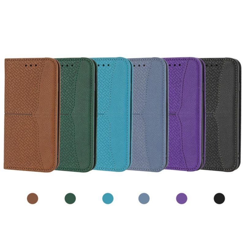 Bescherming Hoesje voor Samsung Galaxy M12 / A12 Met Ketting Folio-hoesje Geweven Leren Stijl Met Bandjes