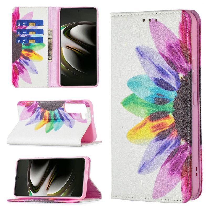 Bescherming Hoesje voor Samsung Galaxy S22 5G Folio-hoesje Waterverf Bloem