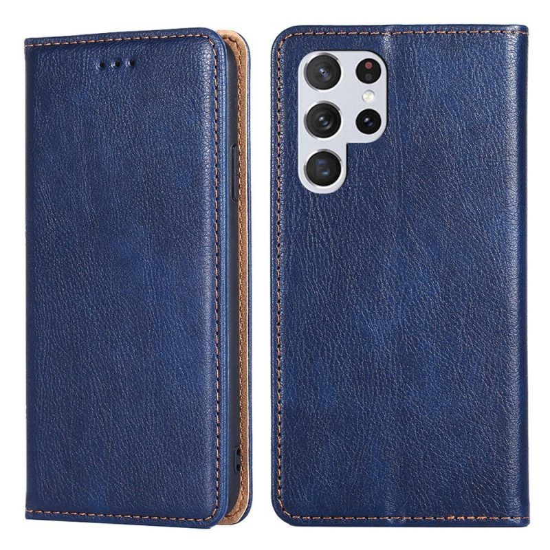 Bescherming Hoesje voor Samsung Galaxy S22 Ultra 5G Folio-hoesje Kunstleer Stiksels