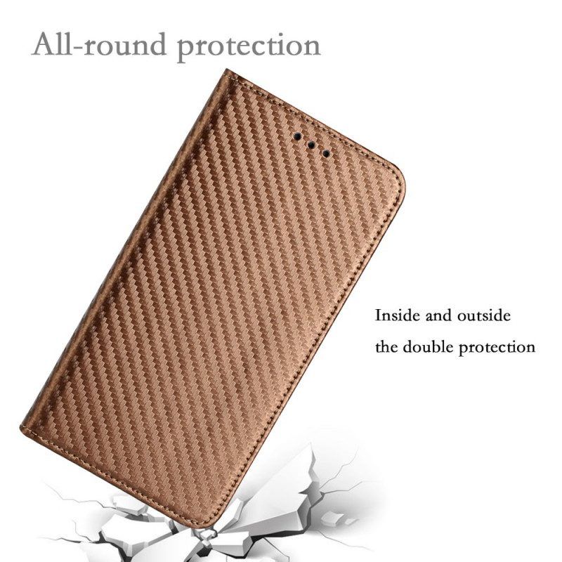 Bescherming Hoesje voor Samsung Galaxy S22 Ultra 5G Met Ketting Folio-hoesje Band Van Koolstofvezel