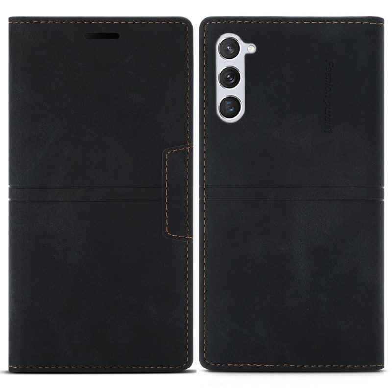 Bescherming Hoesje voor Samsung Galaxy S23 5G Folio-hoesje Stijl Lederen Stiksels Magnetische Sluiting