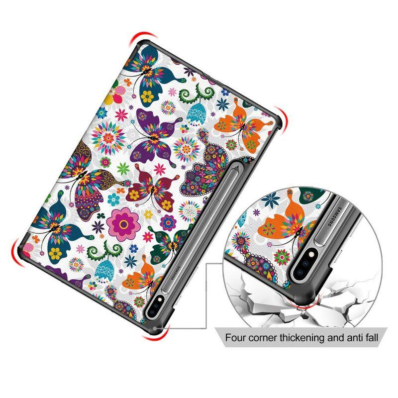 Bescherming Hoesje voor Samsung Galaxy Tab S8 / Tab S7 Verbeterde Vlinders En Bloemen