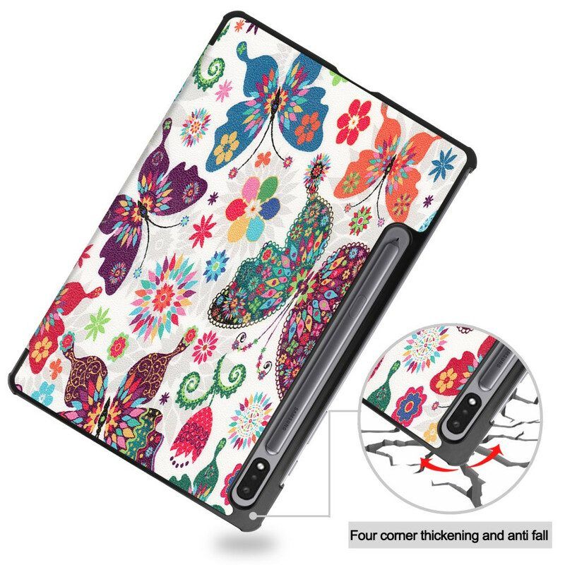 Bescherming Hoesje voor Samsung Galaxy Tab S8 / Tab S7 Vintage Bloem Pennenhouder