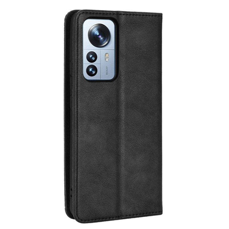 Bescherming Hoesje voor Xiaomi 12 Pro Folio-hoesje Gestileerd Vintage Leereffect