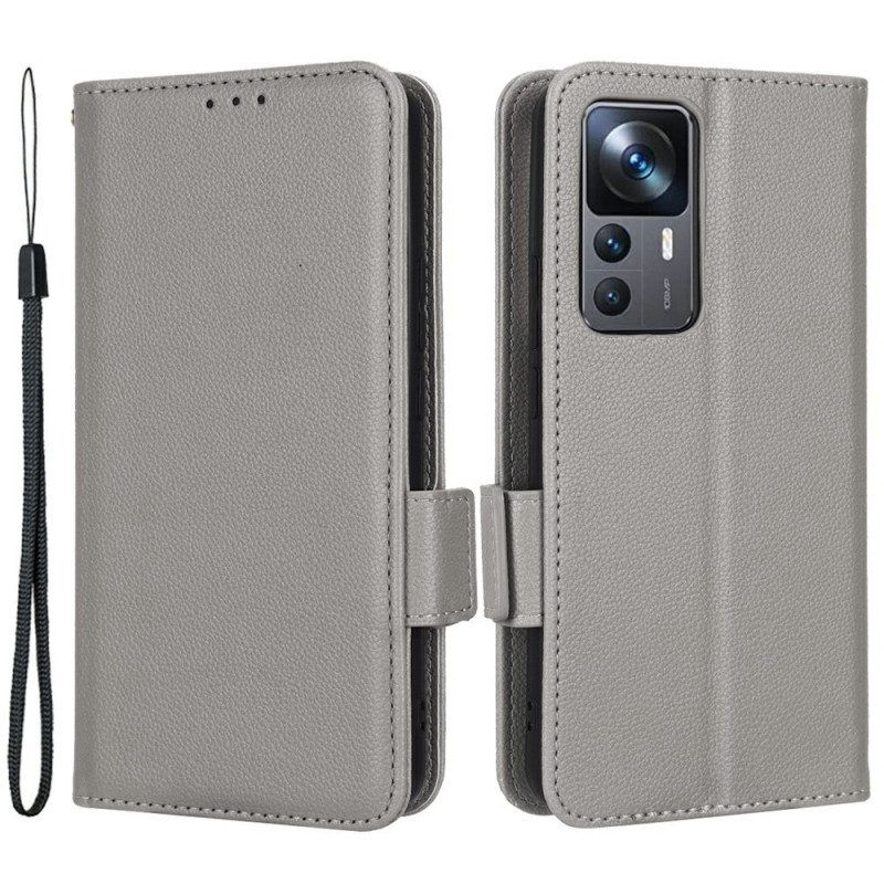 Bescherming Hoesje voor Xiaomi 12T / 12T Pro Folio-hoesje Leereffect Met Riem