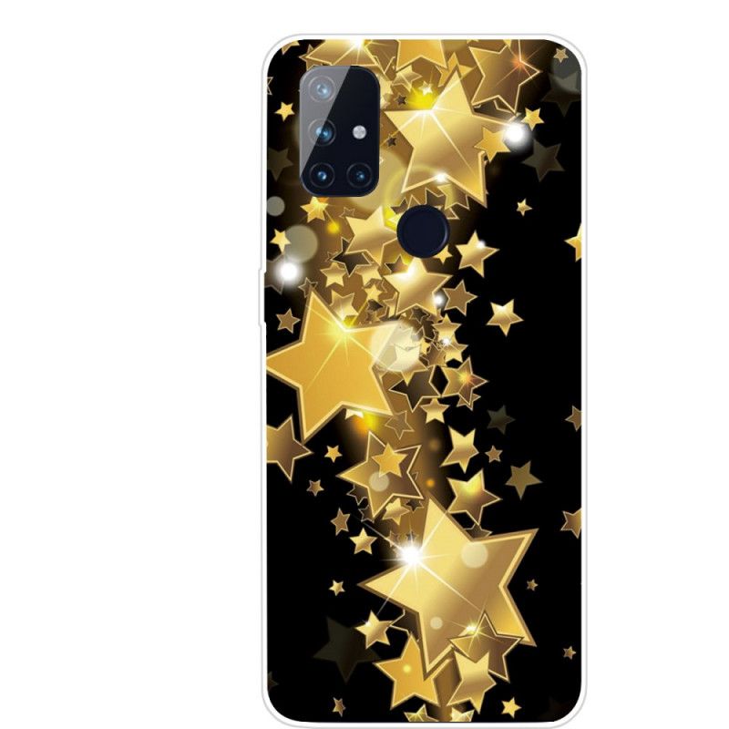 Case Hoesje OnePlus Nord N10 Goud Lichtblauw Telefoonhoesje Vlinders Vlinders