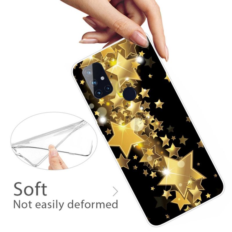 Case Hoesje OnePlus Nord N10 Goud Lichtblauw Telefoonhoesje Vlinders Vlinders