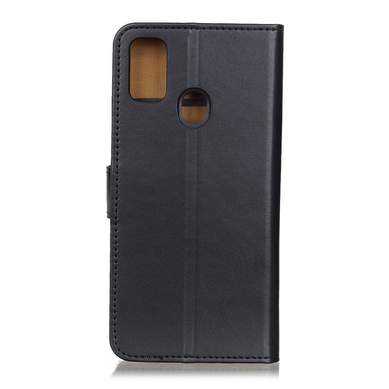 Flip Case Leren OnePlus Nord N10 Donkerblauw Zwart Eenvoudig Kunstleer