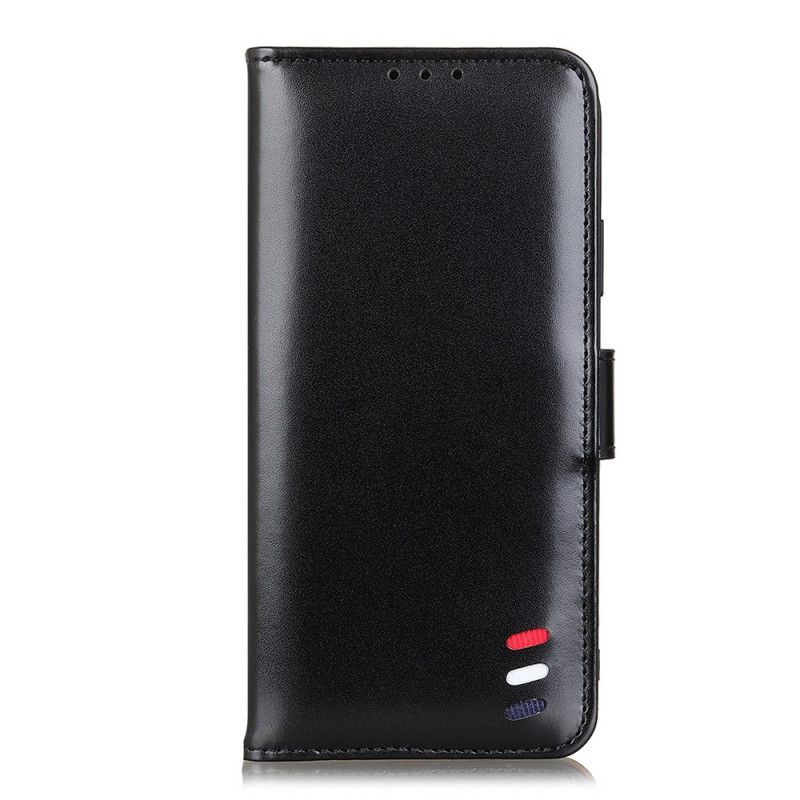 Flip Case Leren OnePlus Nord N10 Rood Zwart Driekleurig Leereffect
