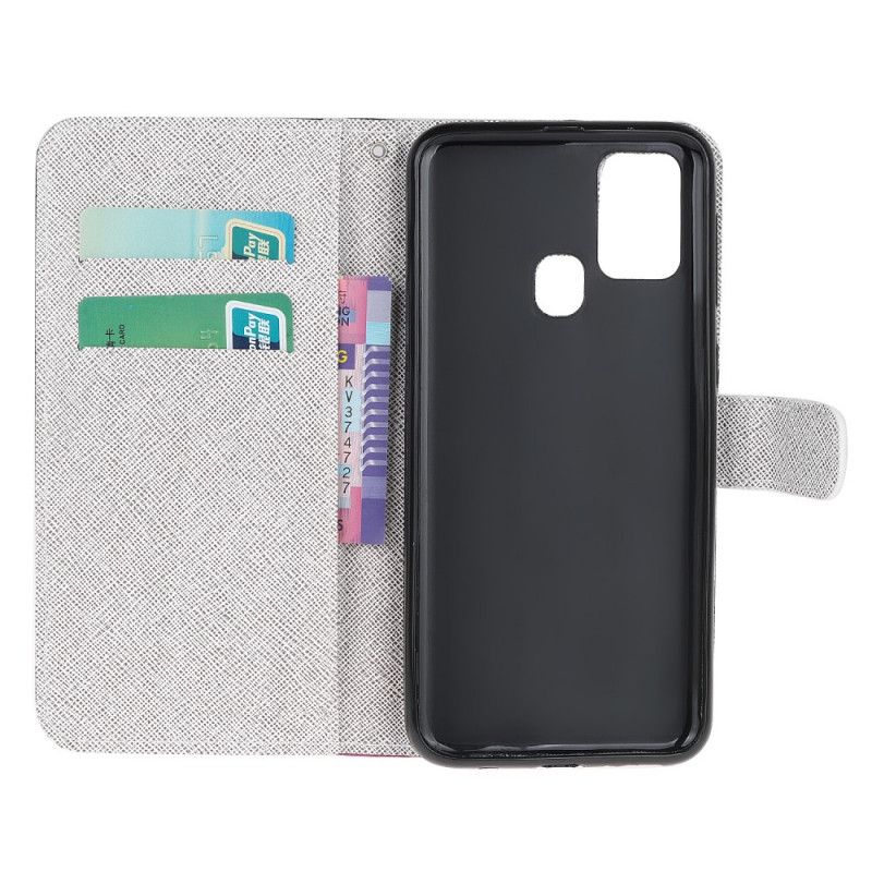 Flip Case Leren OnePlus Nord N10 Vlinders Diamanten Met String