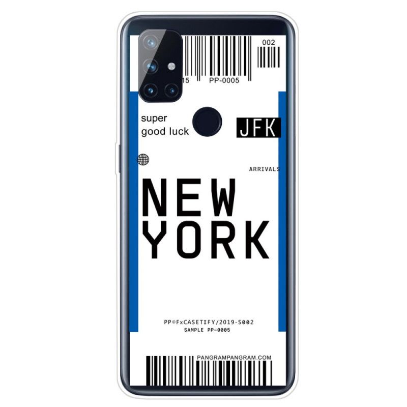 Hoesje OnePlus Nord N10 Donkerblauw Zwart Instapkaart Naar New York