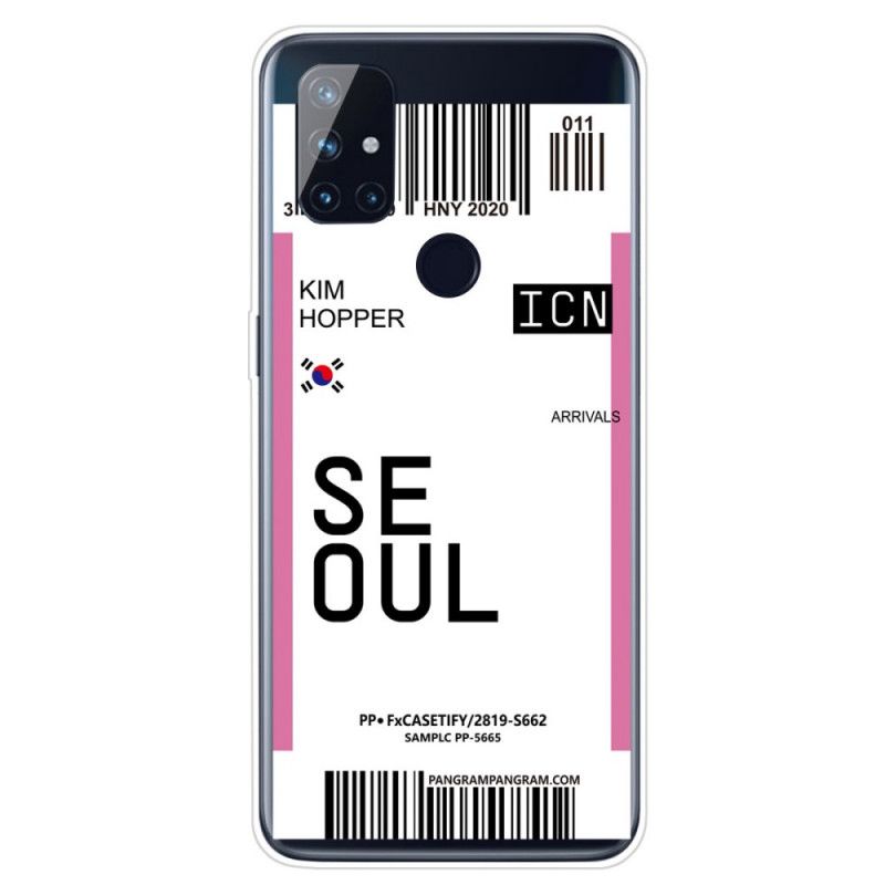 Hoesje OnePlus Nord N10 Lichtpaars Roze Instapkaart Naar Seoul