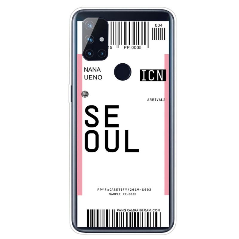 Hoesje OnePlus Nord N10 Lichtpaars Roze Instapkaart Naar Seoul