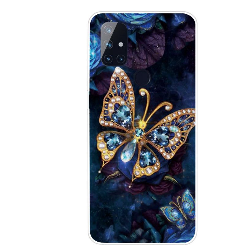 Hoesje OnePlus Nord N10 Marineblauw Donkerblauw Luxe Vlinder