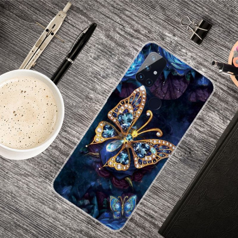 Hoesje OnePlus Nord N10 Marineblauw Donkerblauw Luxe Vlinder