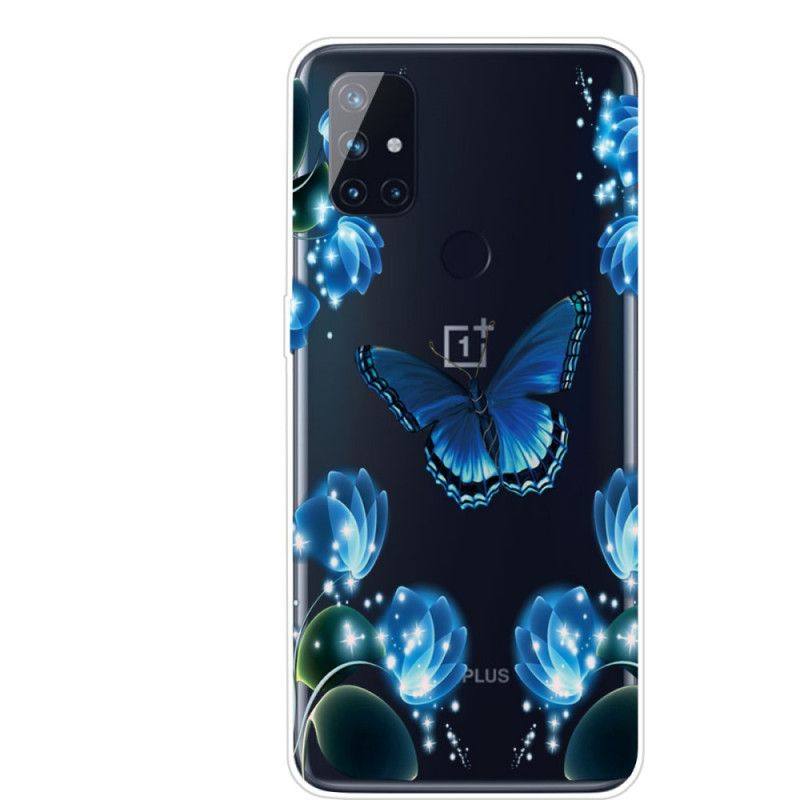 Hoesje OnePlus Nord N10 Marineblauw Donkerblauw Luxe Vlinder