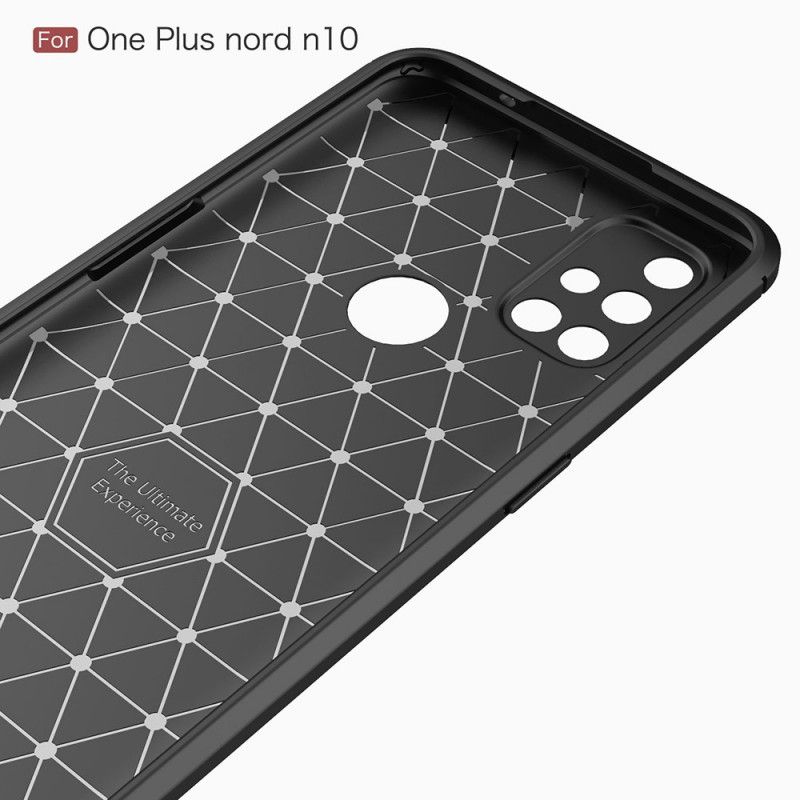 Hoesje OnePlus Nord N10 Rood Zwart Geborsteld Koolstofvezel