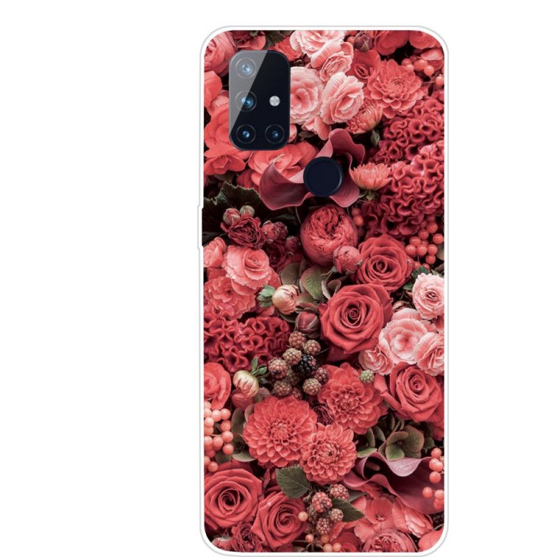 Hoesje OnePlus Nord N10 Roze Rood Intense Bloemen