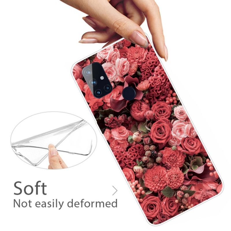 Hoesje OnePlus Nord N10 Roze Rood Intense Bloemen