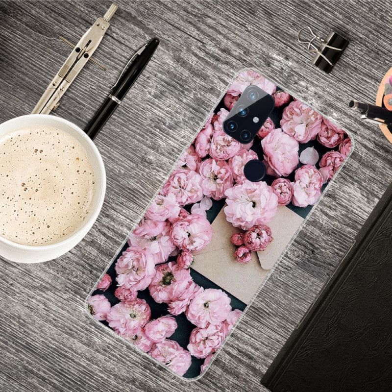 Hoesje OnePlus Nord N10 Roze Rood Intense Bloemen