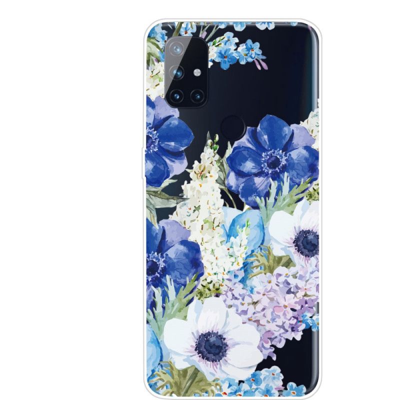 Hoesje OnePlus Nord N10 Transparante Aquarelblauwe Bloemen