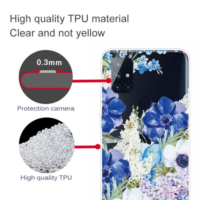 Hoesje OnePlus Nord N10 Transparante Aquarelblauwe Bloemen