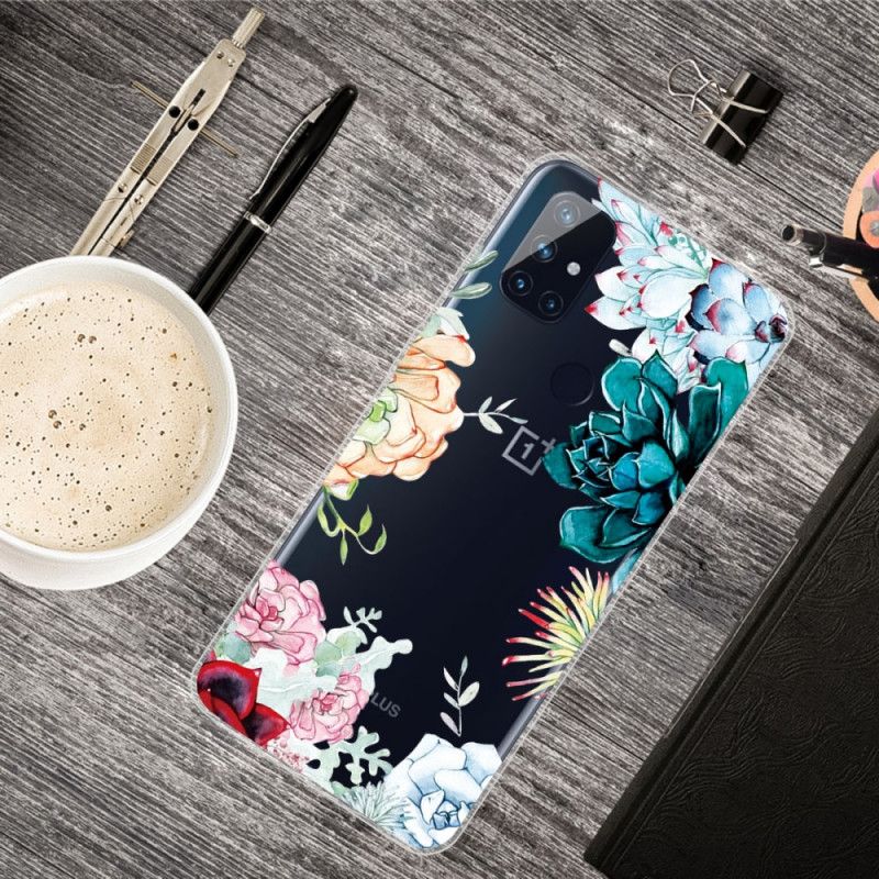 Hoesje OnePlus Nord N10 Transparante Aquarelbloemen