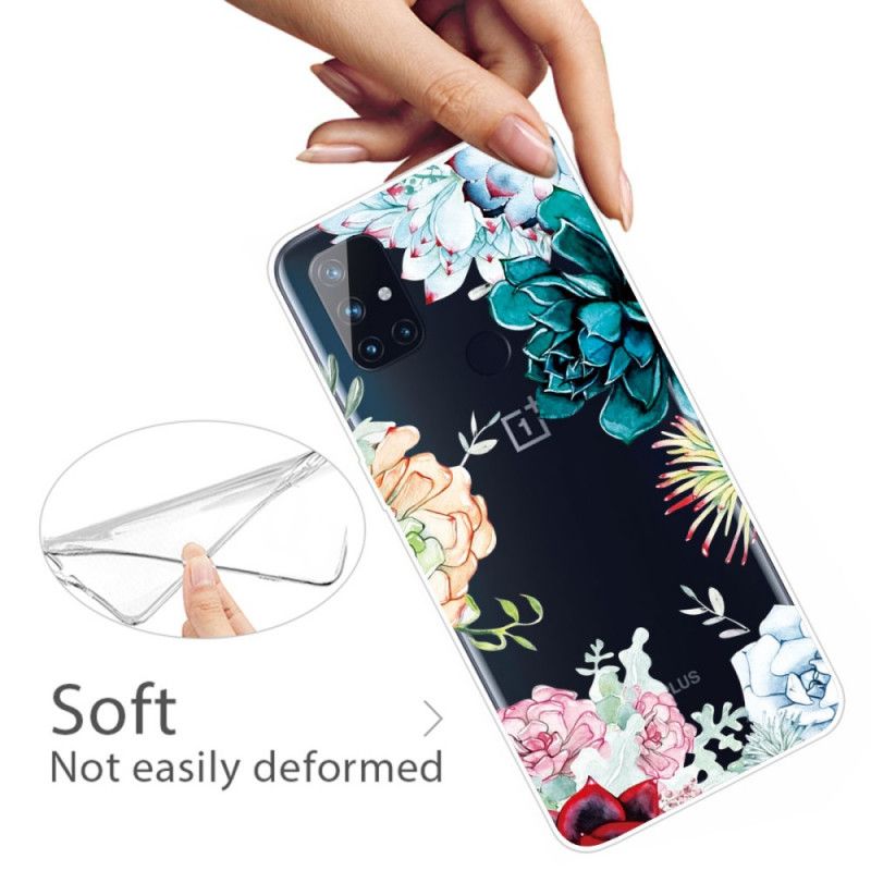 Hoesje OnePlus Nord N10 Transparante Aquarelbloemen