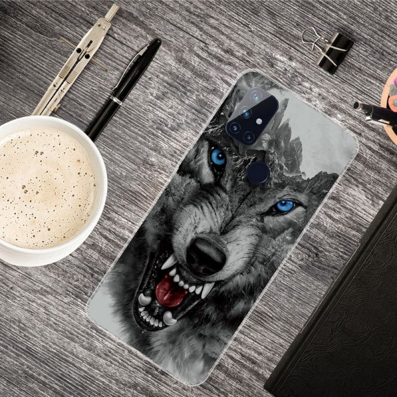 Hoesje voor OnePlus Nord N10 Grijs Zwart Sublieme Wolf