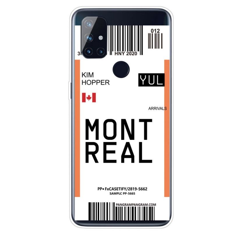 Hoesje voor OnePlus Nord N10 Instapkaart Naar Montreal