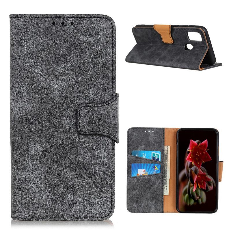 Leren Hoesje OnePlus Nord N10 Bruin Zwart Telefoonhoesje Vintage Splitleer