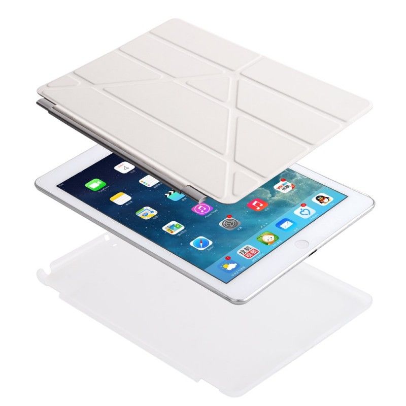 Leren Hoesje iPad (9.7") Grijs Zwart Origami