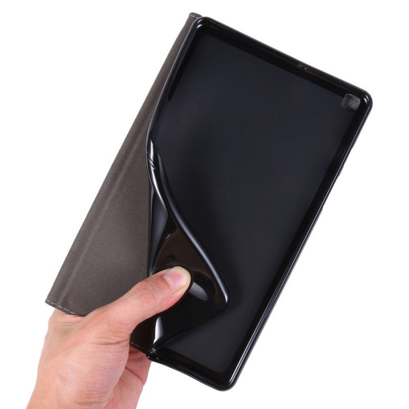 Flip Case Leren Samsung Galaxy Tab A 8" (2019) Grijs Zwart Geweven Structuur