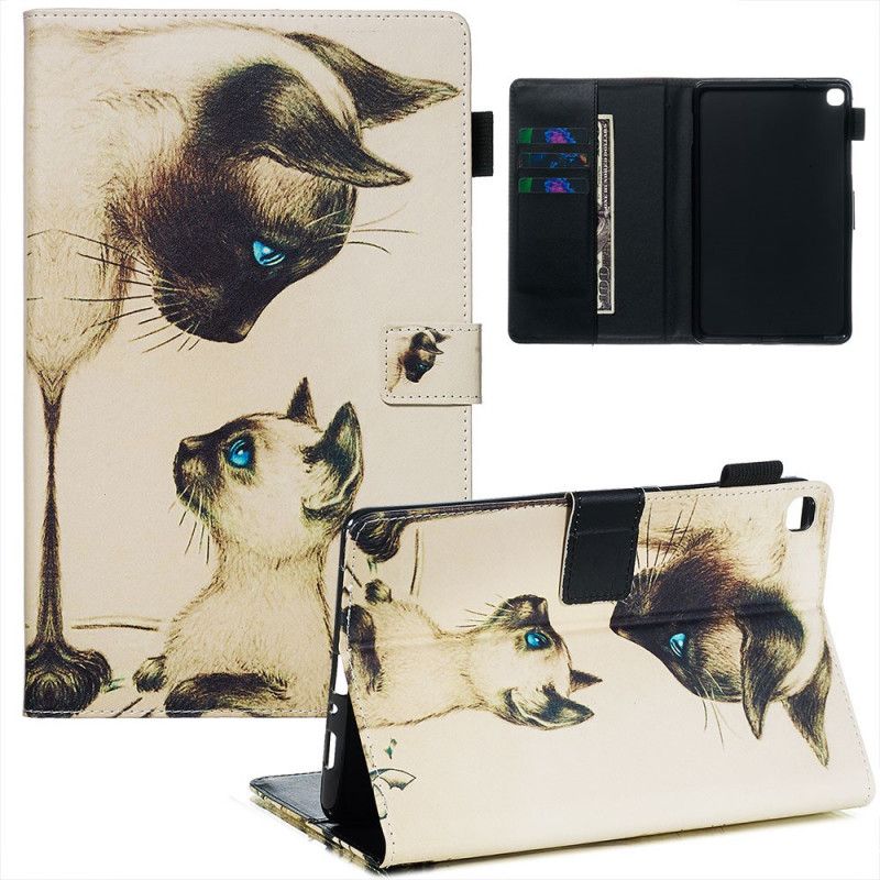 Flip Case Leren Samsung Galaxy Tab A 8" (2019) Katten Met Blauwe Ogen