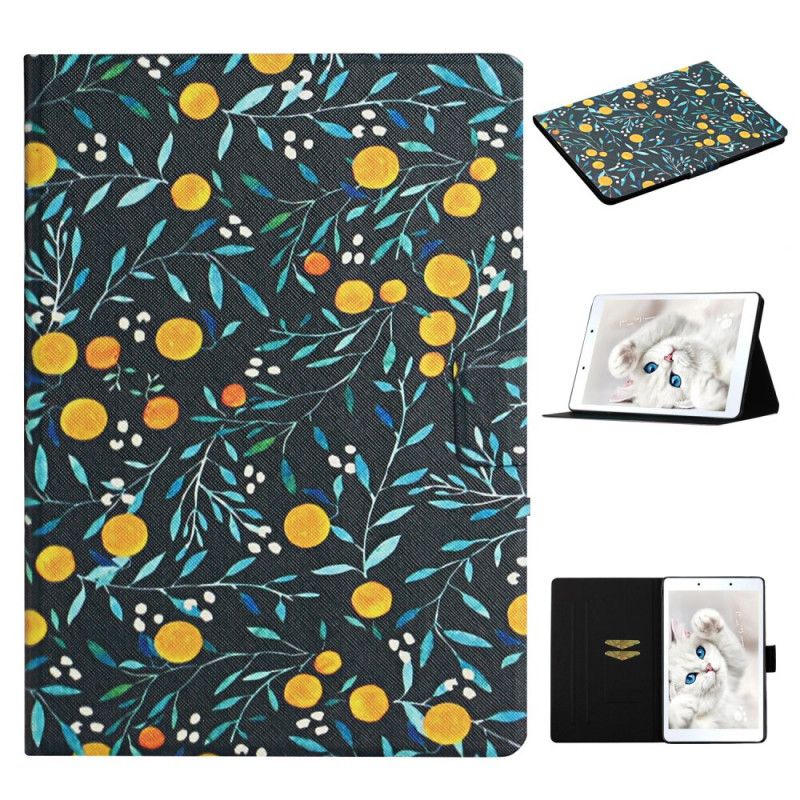 Flip Case Leren Samsung Galaxy Tab A 8" (2019) Wit Zwart Set Bloemen