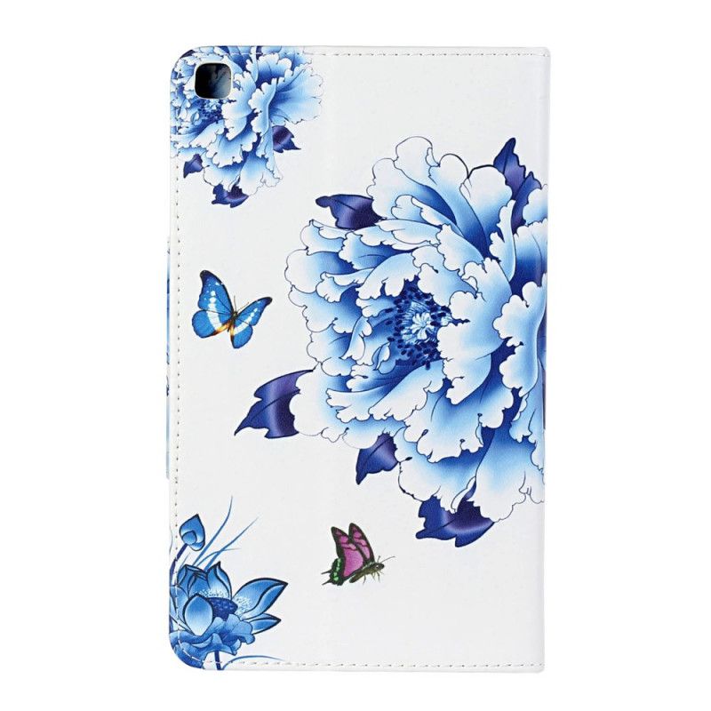 Leren Hoesje Samsung Galaxy Tab A 8" (2019) Lichtblauw Groen Bloemendecoratie