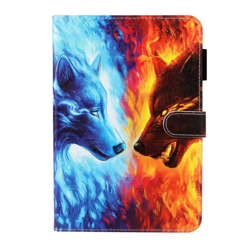 Leren Hoesje Samsung Galaxy Tab A 8" (2019) Telefoonhoesje Wolf Van Vuur En Ijs