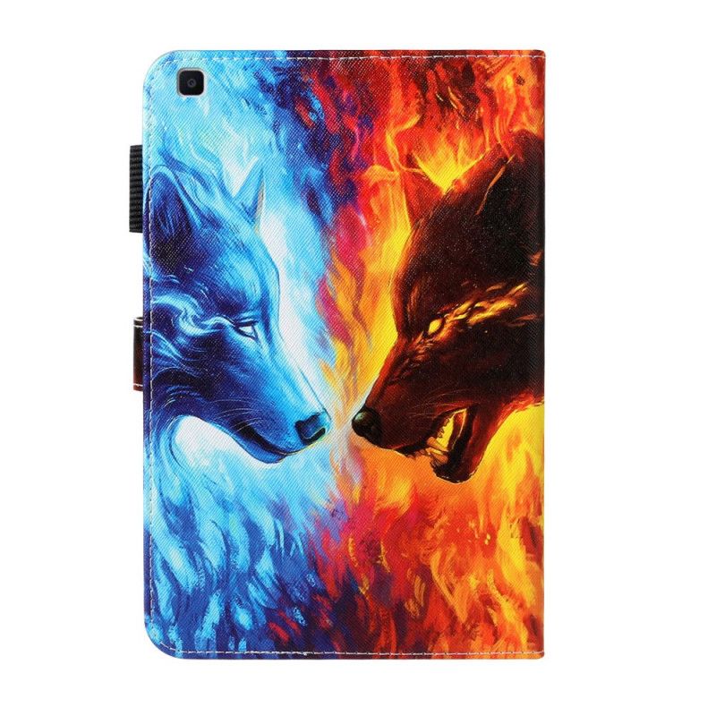 Leren Hoesje Samsung Galaxy Tab A 8" (2019) Telefoonhoesje Wolf Van Vuur En Ijs