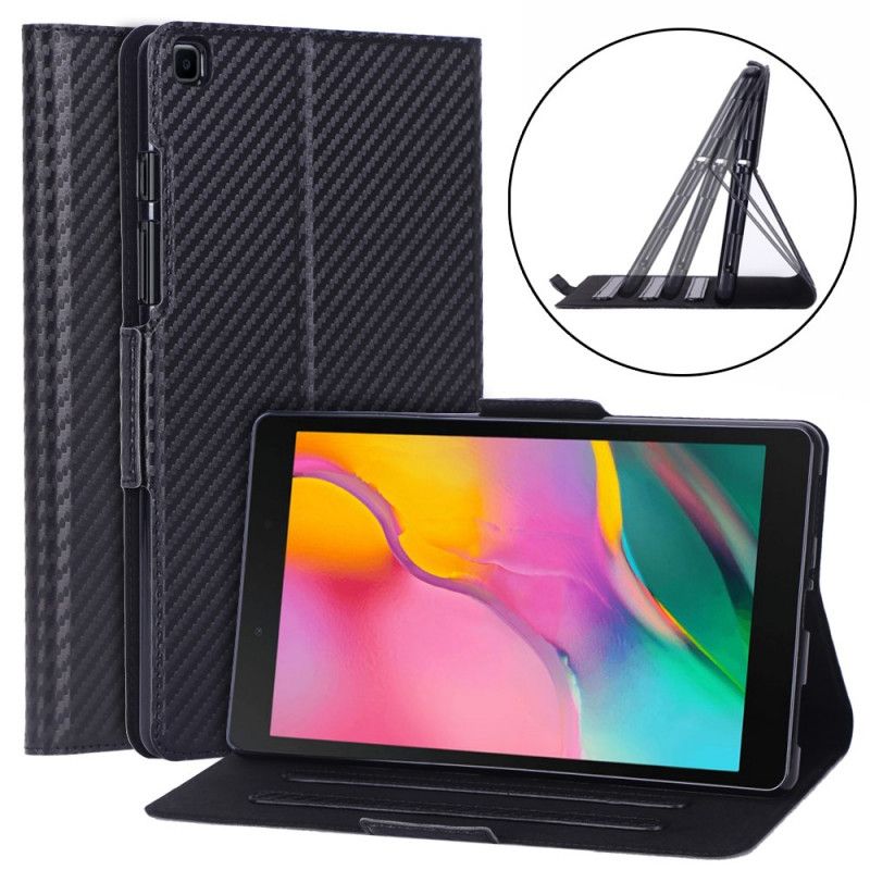 Leren Hoesje Samsung Galaxy Tab A 8" (2019) Zwart Fijne Koolstofvezel