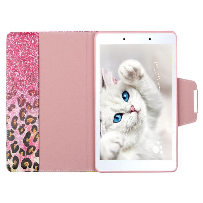 Leren Hoesje voor Samsung Galaxy Tab A 8" (2019) Glanzend Cheetah-Patroon