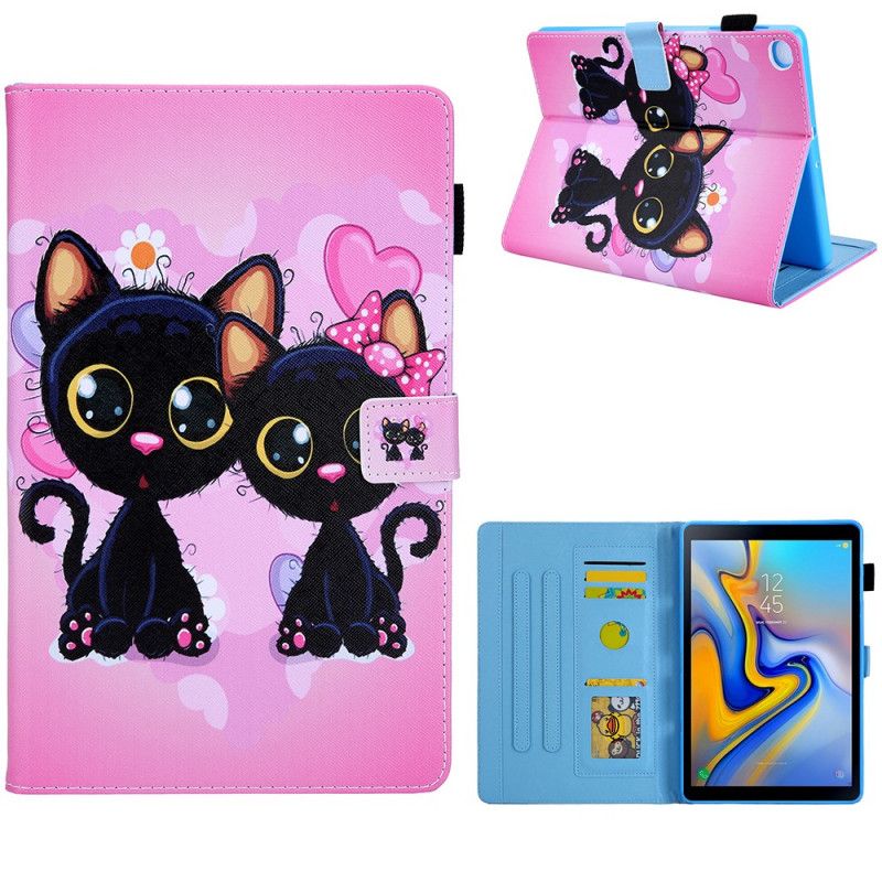 Leren Hoesje voor Samsung Galaxy Tab A 8" (2019) Paar Katten